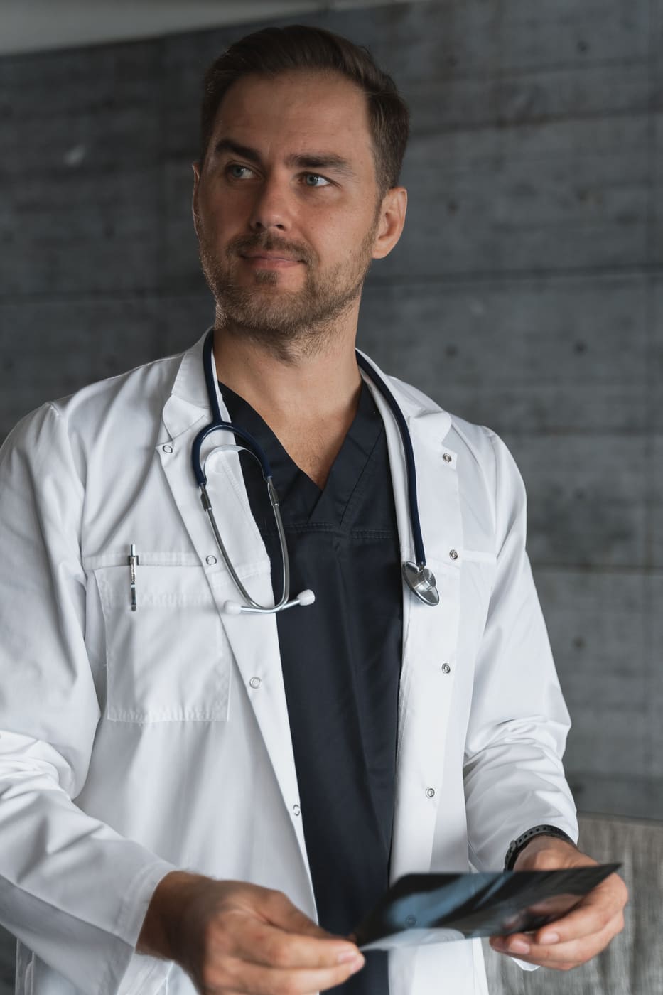 Portrait of Dr Jonah Whitfield, general practitioner.